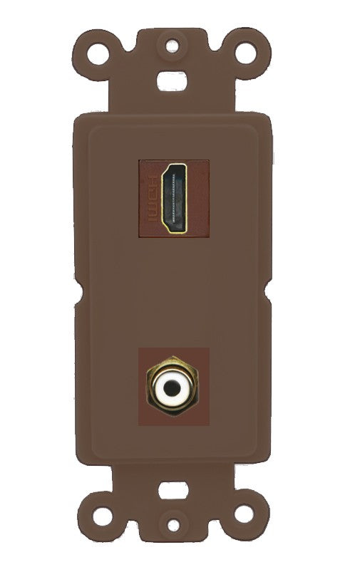 RiteAV - HDMI RCA (White) Port Wall Plate Decorative (Insert) - Rocker [Brown/Brown]