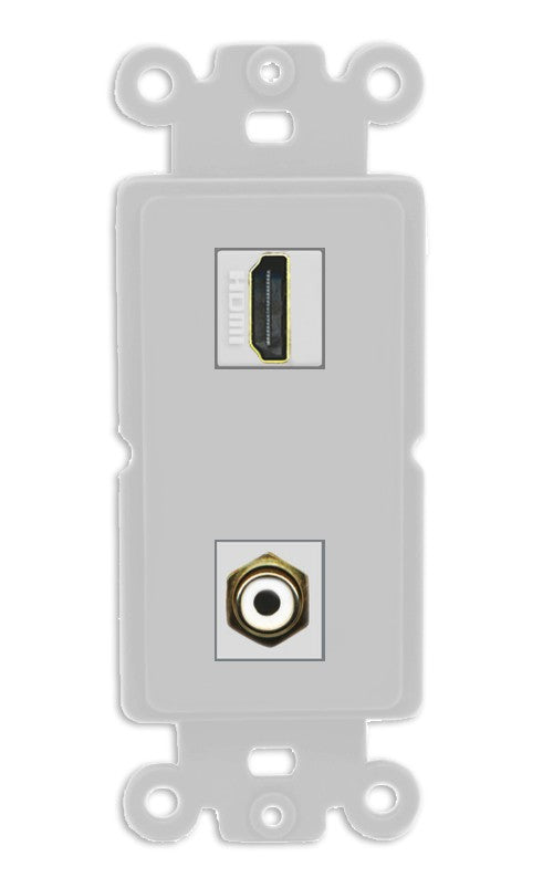 RiteAV - HDMI RCA (White) Port Wall Plate Decorative (Insert) - Rocker [Gray/Gray]