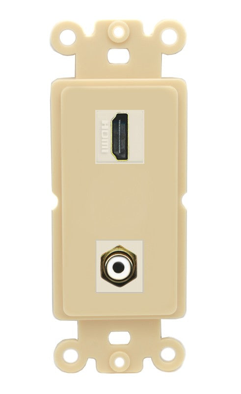 RiteAV - HDMI RCA (White) Port Wall Plate Decorative (Insert) - Rocker [Ivory/Ivory]