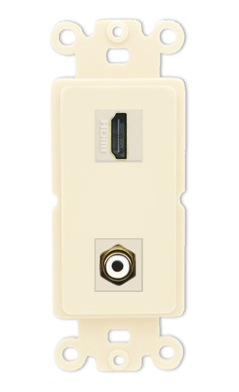 RiteAV - HDMI RCA (White) Port Wall Plate Decorative (Insert) - Rocker [Light-Almond]