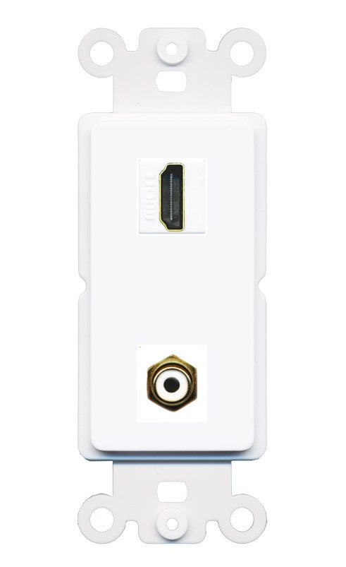 RiteAV - HDMI RCA (White) Port Wall Plate Decorative (Insert) - Rocker [White]