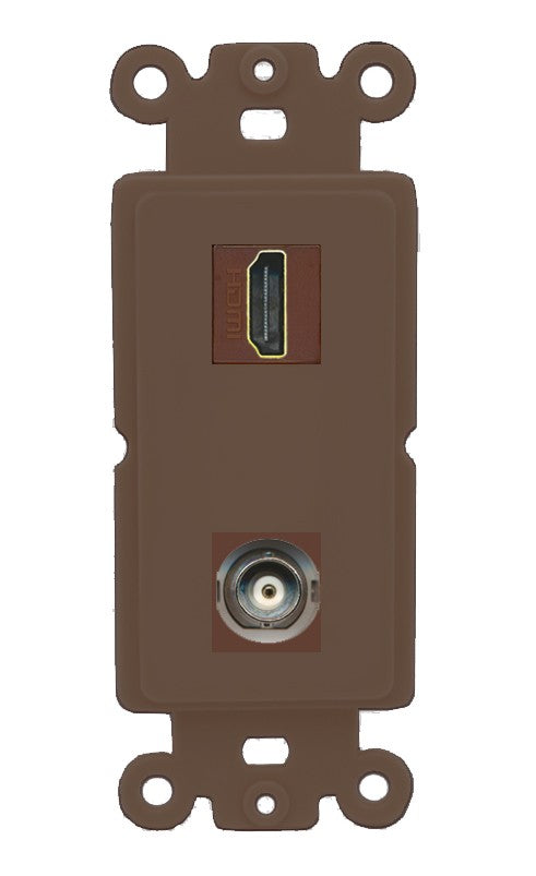 RiteAV - HDMI BNC Port Wall Plate Decorative (Insert) - Rocker [Brown/Brown]