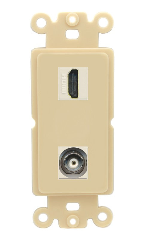 RiteAV - HDMI BNC Port Wall Plate Decorative (Insert) - Rocker [Ivory/Ivory]