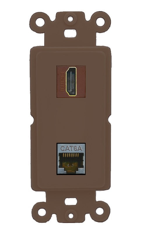 RiteAV - HDMI Cat6A Shielded Port Wall Plate Decorative (Insert) - Rocker [Brown/Brown]