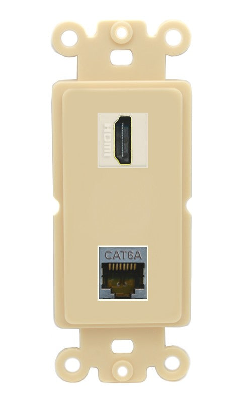 RiteAV - HDMI Cat6A Shielded Port Wall Plate Decorative (Insert) - Rocker [Ivory/Ivory]