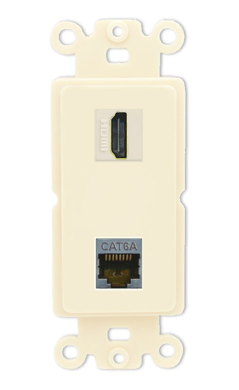 RiteAV - HDMI Cat6A Shielded Port Wall Plate Decorative (Insert) - Rocker [Light-Almond]