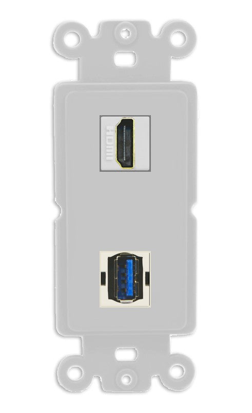 RiteAV - HDMI USB 3.0 A-A Port Wall Plate Decorative (Insert) - Rocker [Gray/Gray]