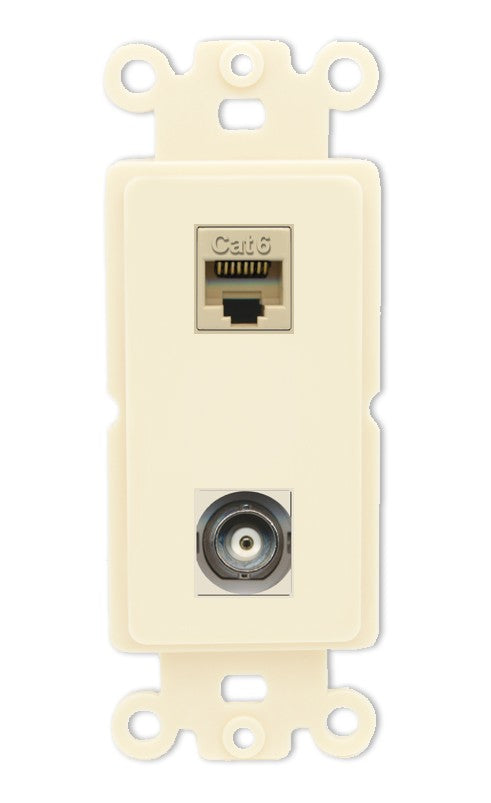 RiteAV - Cat6 Ethernet BNC Port Wall Plate Decorative (Insert) - Rocker [Light-Almond]