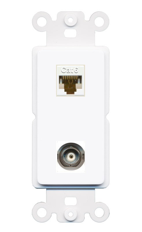 RiteAV - Cat6 Ethernet BNC Port Wall Plate Decorative (Insert) - Rocker [White]