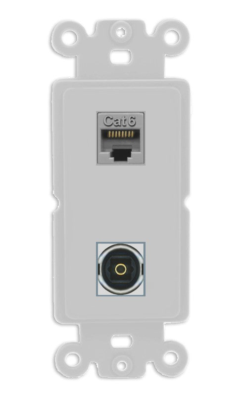 RiteAV - Cat6 Toslink Port Wall Plate Decorative (Insert) - Rocker [Gray/Gray]
