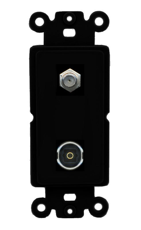 RiteAV - Coax Toslink Port Wall Plate Decorative (Insert) - Rocker [Black/Black]