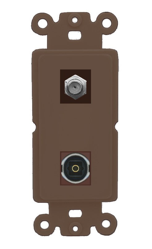 RiteAV - Coax Toslink Port Wall Plate Decorative (Insert) - Rocker [Brown/Brown]