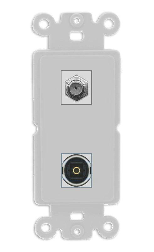 RiteAV - Coax Toslink Port Wall Plate Decorative (Insert) - Rocker [Gray/Gray]