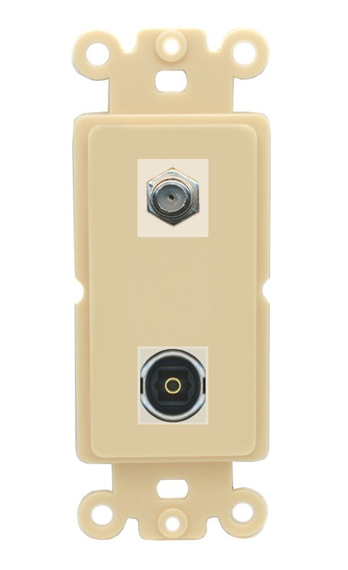 RiteAV - Coax Toslink Port Wall Plate Decorative (Insert) - Rocker [Ivory/Ivory]