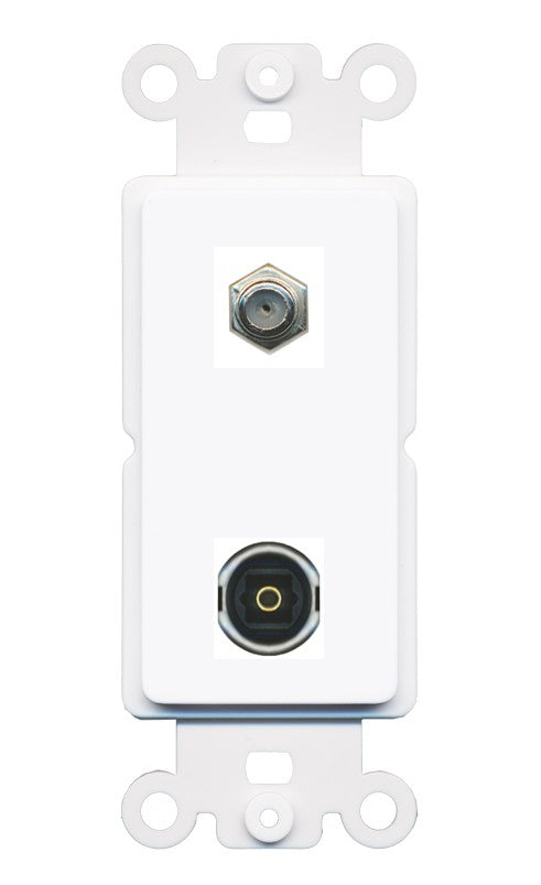 RiteAV - Coax Toslink Port Wall Plate Decorative (Insert) - Rocker [White]