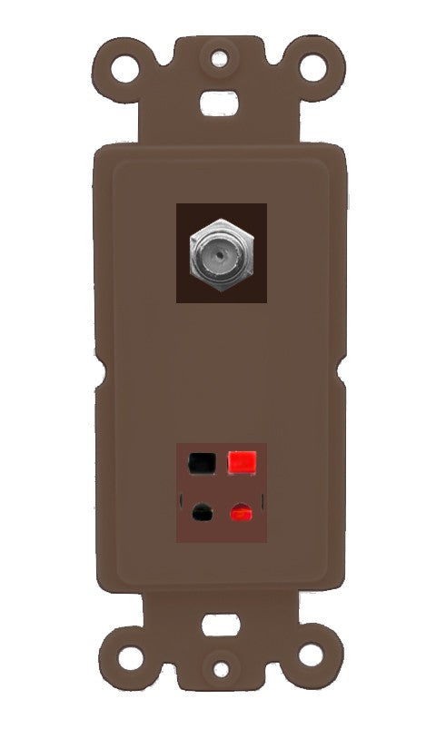 RiteAV - Coax Speaker Jack Port Wall Plate Decorative (Insert)  - Rocker [Brown/Brown]