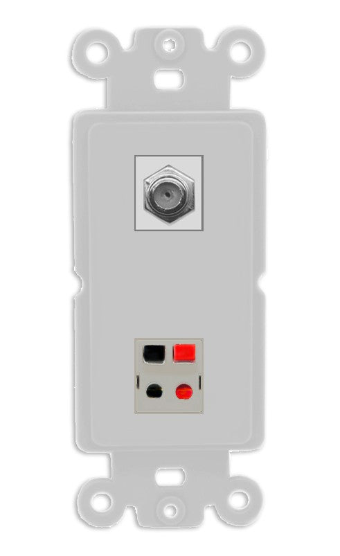 RiteAV - Coax Speaker Jack Port Wall Plate Decorative (Insert)  - Rocker [Gray/Gray]