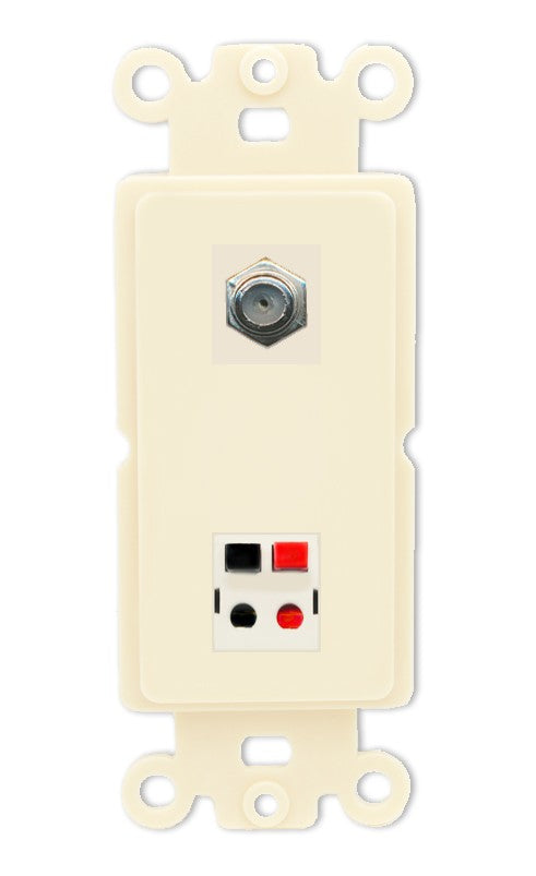 RiteAV - Coax Speaker Jack Port Wall Plate Decorative (Insert)  - Rocker [Light-Almond]