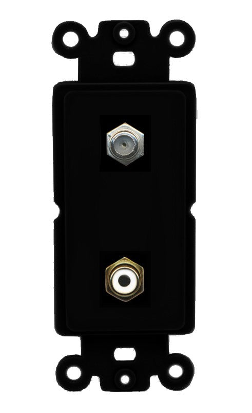 RiteAV - Coax RCA (White) Port Wall Plate Decorative (Insert) - Rocker [Black/Black]