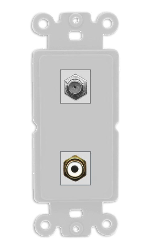 RiteAV - Coax RCA (White) Port Wall Plate Decorative (Insert) - Rocker [Gray/Gray]
