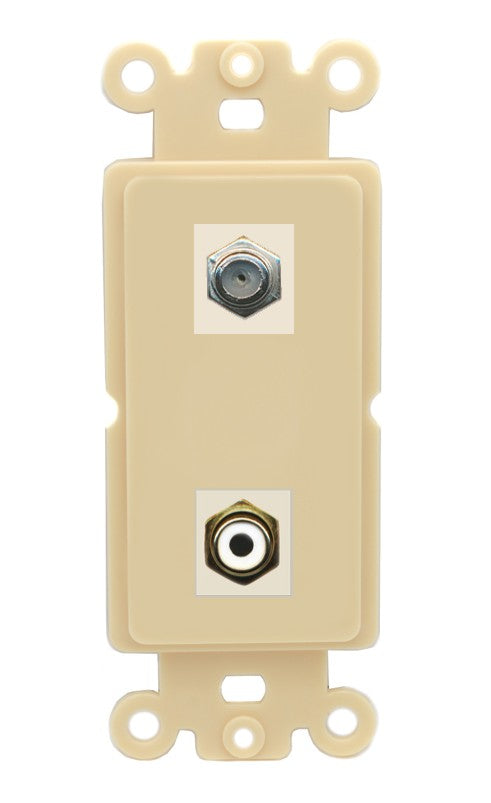 RiteAV - Coax RCA (White) Port Wall Plate Decorative (Insert) - Rocker [Ivory/Ivory]