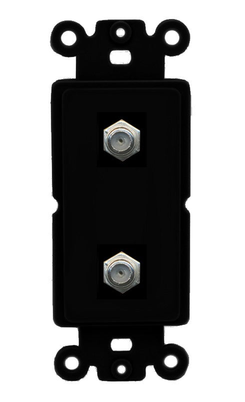 RiteAV - 2 Port Coax Cable TV- F-Type Wall Plate - Rocker [Black/Black]