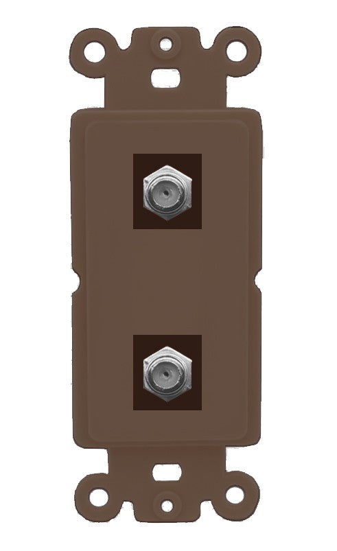 RiteAV - 2 Port Coax Cable TV- F-Type Wall Plate - Rocker [Brown/Brown]