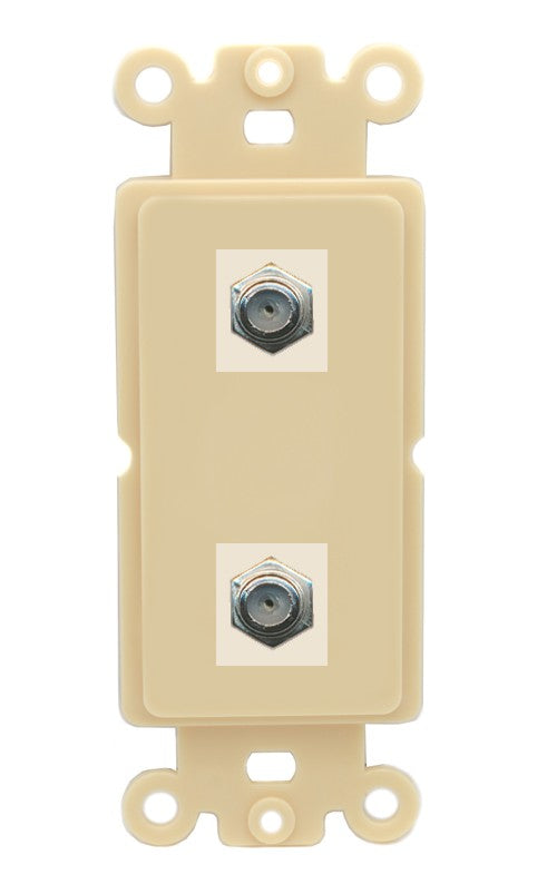 RiteAV - 2 Port Coax Cable TV- F-Type Wall Plate - Rocker [Ivory/Ivory]