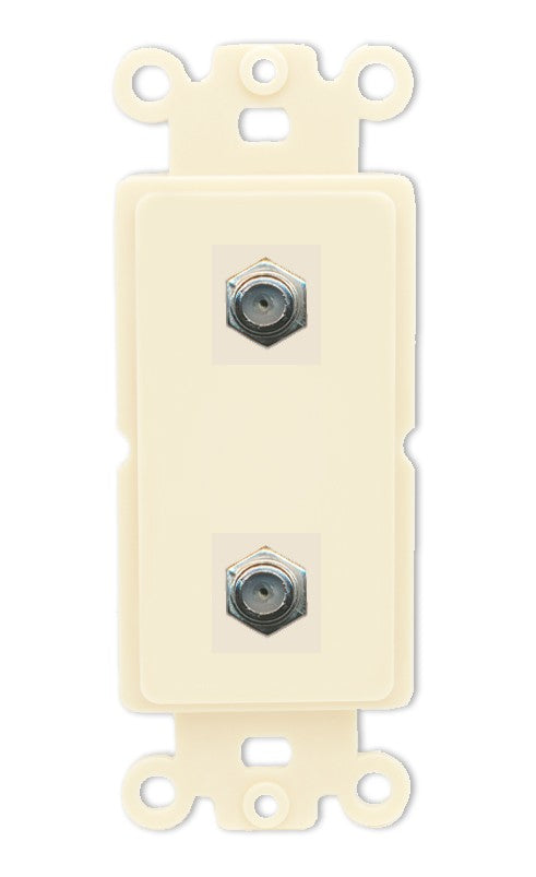 RiteAV - 2 Port Coax Cable TV- F-Type Wall Plate - Rocker [Light-Almond]