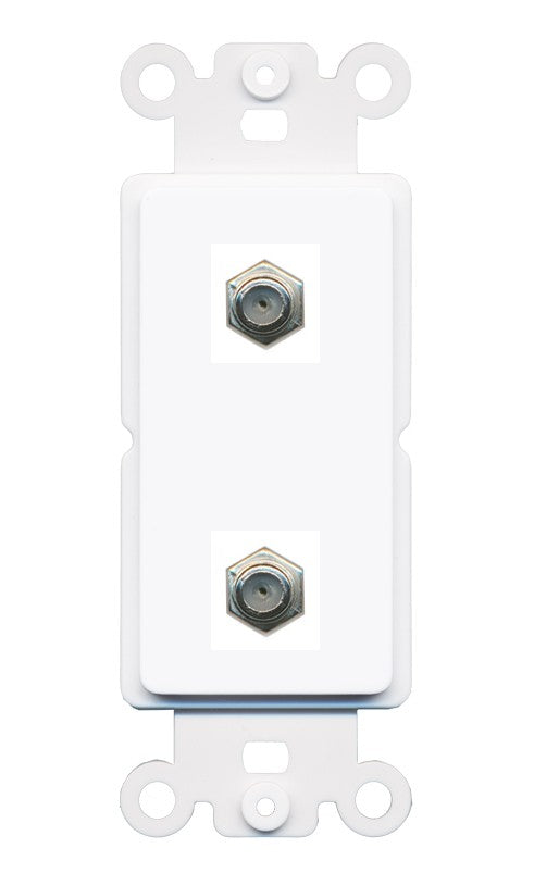 RiteAV - 2 Port Coax Cable TV- F-Type Wall Plate - Rocker [White]