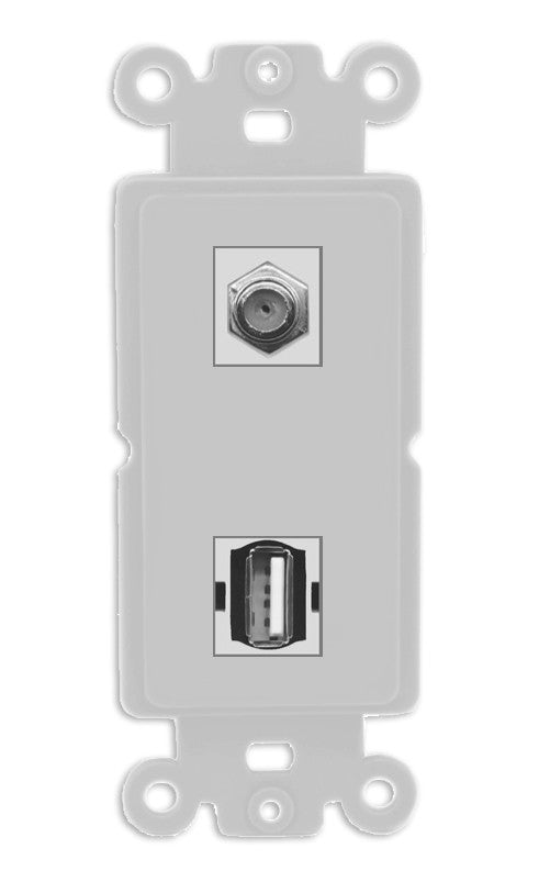 RiteAV - Coax USB 2.0 A-A Port Wall Plate Decorative (Insert) - Rocker [Gray/Gray]