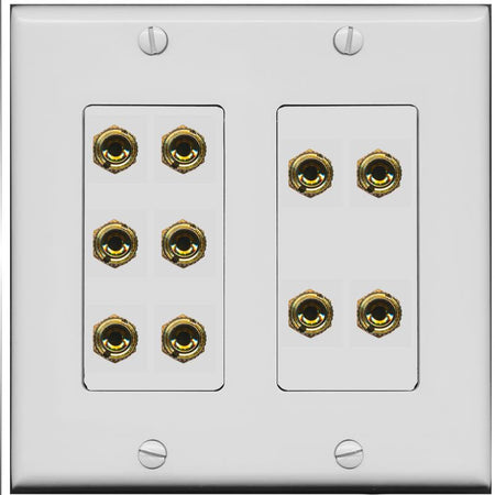 RiteAV 10 Banana 5 Speaker Surround 2 Gang Coupler Decorative Wall Plate - 2 Gang [Gray/Gray]