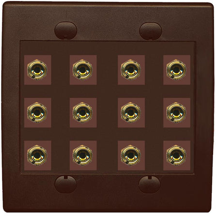 RiteAV 12 Banana 6 Speaker Surround  2 Gang Coupler Wall Plate 2 Gang Brown