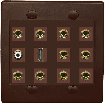 RiteAV 5.1 Surround Sound Speaker and 1 Port HDMI RCA Wall Plate 10 Banana - Flat 2 Gang [Brown/Brown]