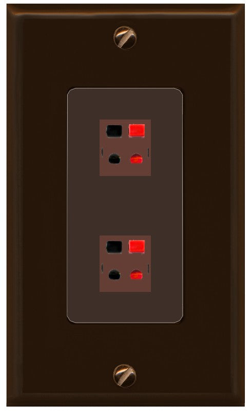 RiteAV 1 Gang 2 Port Speaker Jack Wall Plate - 1 Gang Decorative [Brown/Brown]