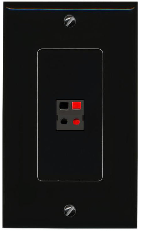 RiteAV 1 Port Speaker Wire Plug Jack Wall Plate - 1 Gang [Black/Black]