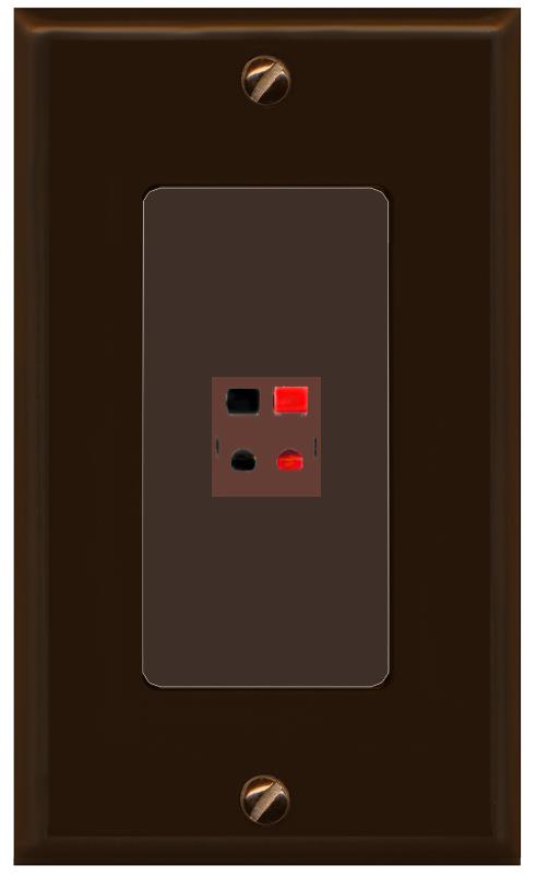 RiteAV 1 Port Speaker Wire Plug Jack Wall Plate - 1 Gang [Brown/Brown]