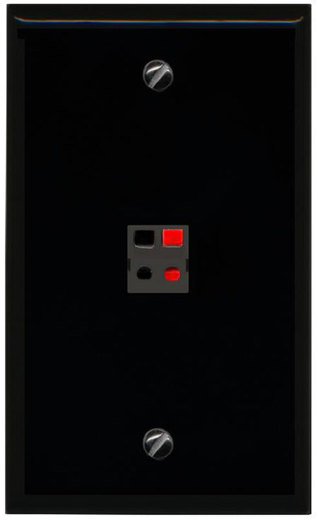 RiteAV 1 Port Speaker Wire Plug Jack Wall Plate - Flat [Black/Black]