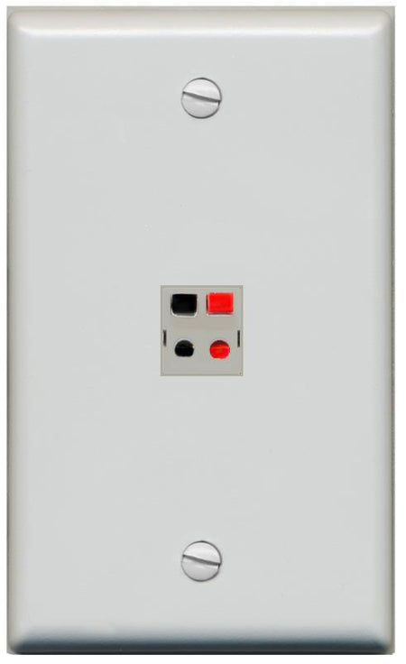 RiteAV 1 Port Speaker Wire Plug Jack Wall Plate - Flat [Gray/Gray]