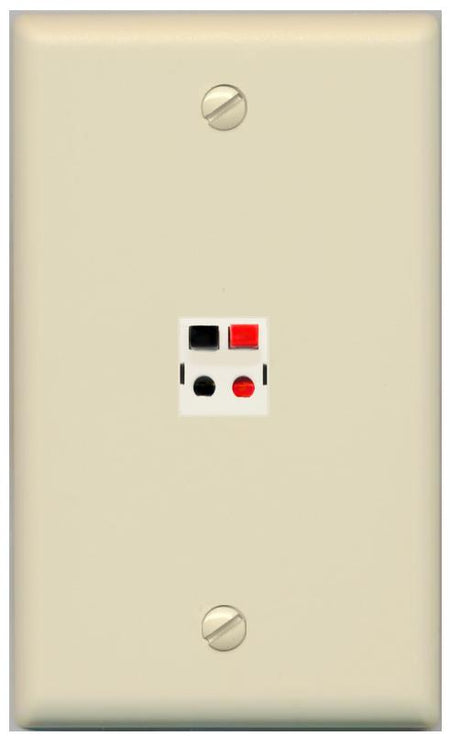 RiteAV 1 Port Speaker Wire Plug Jack Wall Plate - Flat [Ivory/Ivory]