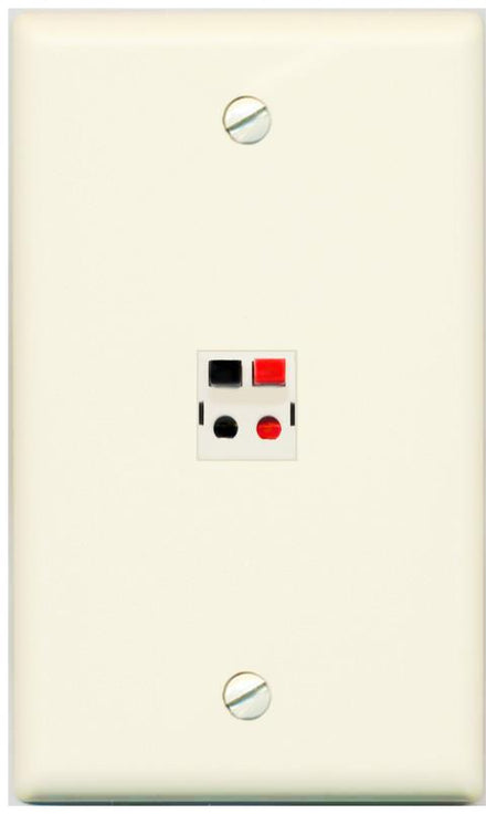 RiteAV 1 Port Speaker Wire Plug Jack Wall Plate - Flat [Light-Almond]