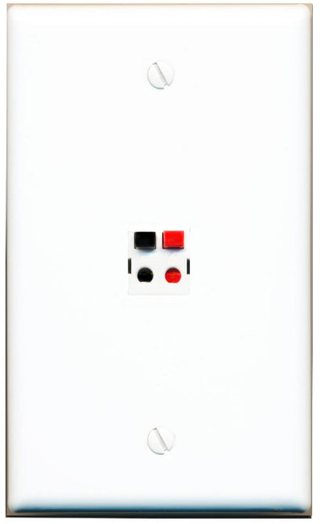 RiteAV 1 Port Speaker Wire Plug Jack Wall Plate - Flat [White]