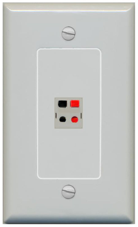 RiteAV 1 Port Speaker Wire Plug Jack Wall Plate - 1 Gang [Gray/Gray]