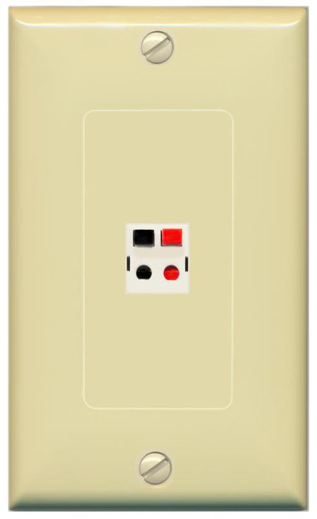RiteAV 1 Port Speaker Wire Plug Jack Wall Plate - 1 Gang [Ivory/Ivory]
