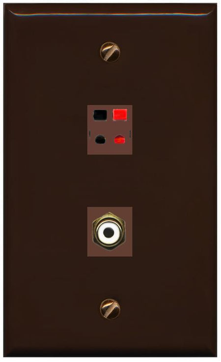 RiteAV 1 Port Speaker Plug Jack Wall Plate with RCA for Subwoofer - Flat [Brown/Brown]
