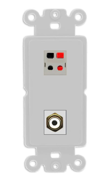 RiteAV 1 Port Speaker Plug Jack Wall Plate with RCA for Subwoofer - Rocker [Gray/Gray]