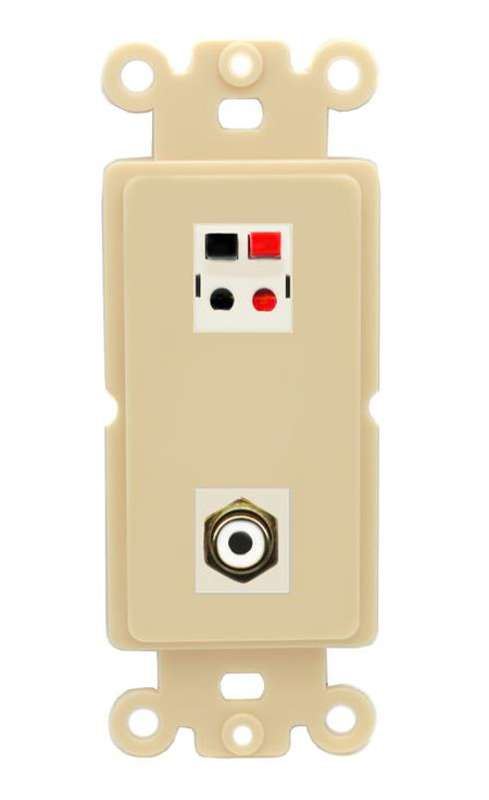 RiteAV 1 Port Speaker Plug Jack Wall Plate with RCA for Subwoofer - Rocker [Ivory/Ivory]