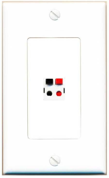 RiteAV 1 Port Speaker Wire Plug Jack Wall Plate - 1 Gang [White]