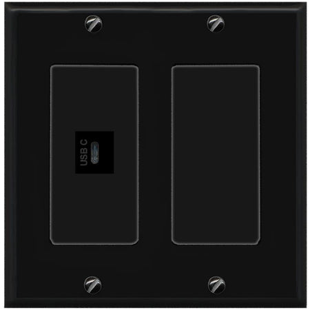 RiteAV USBC Wall Plate - 2 Gang [Black/Black]
