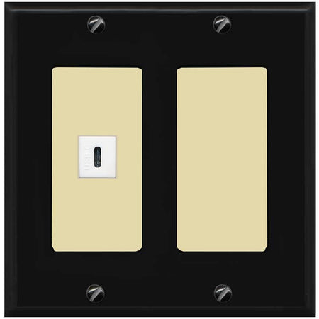 RiteAV USBC Wall Plate - 2 Gang [Black/Ivory]